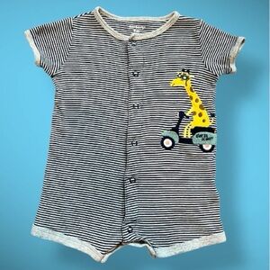 Carter's Navy Striped Giraffe Bodysuit
